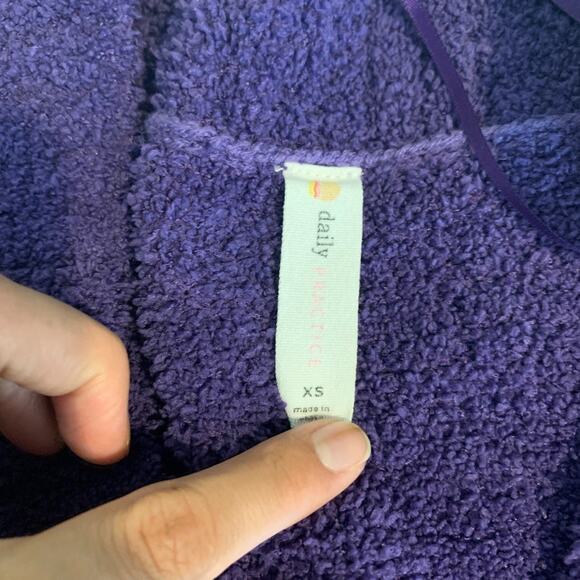 Daily Practice Cardigan Womens XS Extra Small Purple Teddy Fleece Open Front - Picture 7 of 12